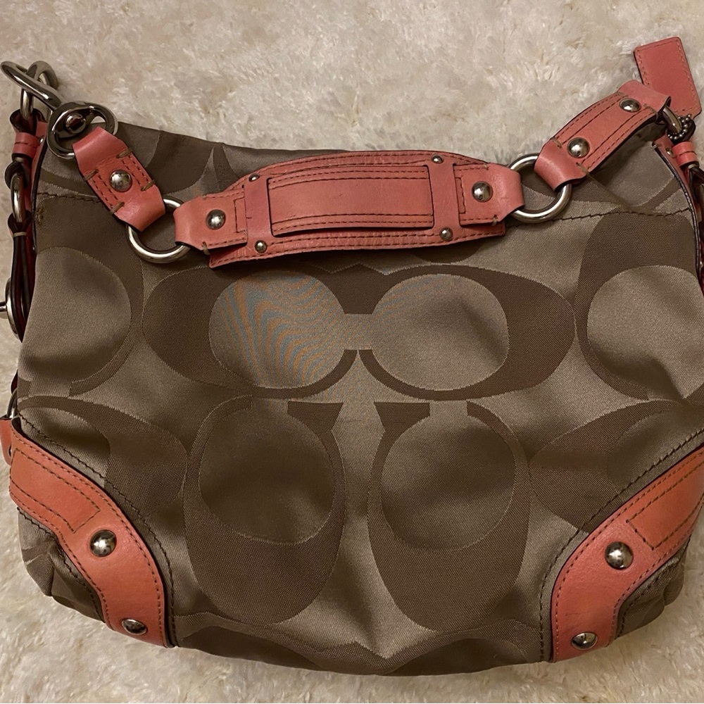Coach Tan and Pink Hobo Bag